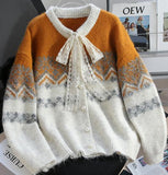 Niulatu Isle Vintage Contrast Cardigan Sweater HZ1108