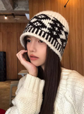 Niulatu diamond plaid warm wool hat HZ1108