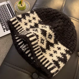 Niulatu diamond plaid warm wool hat HZ1108
