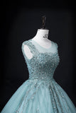 Niulatu A-line mesh sequins formal long dress, green sequins evening dress HZ1108