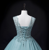 Niulatu A-line mesh sequins formal long dress, green sequins evening dress HZ1108