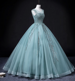 Niulatu A-line mesh sequins formal long dress, green sequins evening dress HZ1108