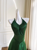 Niulatu A-line V-neck Satin Short Formal Dress, Green Homecoming Dress HZ1108