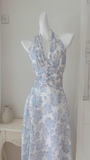 Niulatu halterneck floral print dress HZ1108