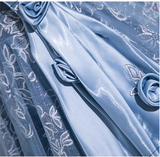 Niulatu A-line Off-shoulder Tulle Satin Long Prom Dress, Blue Evening Dress HZ1108