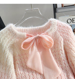 Niulatu Lace-up Gradient Color Age-Reducing Knitted Sweater HZ1108