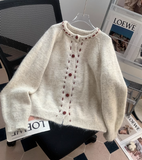 Niulatu round neck retro knitted cardigan HZ1108
