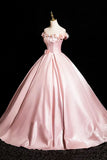 Niulatu A-Line Off Shoulder Satin Long Prom Dress, Beautiful A-Line Off the Shoulder Party Dress HZ1026