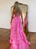 Niulatu Sweetheart Neck Chiffon Lace Blue Long Prom Dress, Blue Long Graduation Dress HZ1103