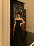 Sexy A Line Strapless Black Sleeveless Prom Dresses Party Dress Summer Birthday Outfits 18th Birthday Dresses HZ1214