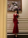 Sexy Mermaid Halter Red Sequin Sleeveless Prom Dresses Party Dress Summer Birthday Outfits 20th Birthday Dresses HZ1214