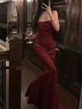 Niulatu Spaghetti Straps White Mermaid Evening Dress Long Prom Dress HZ1007