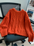 Niulatu Retro Twisted Round Neck Pullover Sweater for Women HZ1026