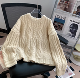 Niulatu Retro Twisted Round Neck Pullover Sweater for Women HZ1026