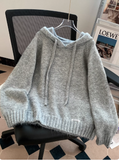 Niulatu Loose Hooded Pullover Grey Sweater 2025 New Style Knitwear HZ1026
