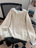 Niulatu Loose Hooded Pullover Grey Sweater 2025 New Style Knitwear HZ1026