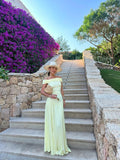 Niulatu Off-the-shoulder Sheath Chiffon Long Prom Dresses, Yellow Formal Evening Dresses HZ1026