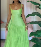 Niulatu Spaghetti Strap Ball Gown Chiffon Taffeta Long Prom Dresses, Green Formal Evening Dresses HZ1026