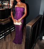 Niulatu Strapless Sheath Chiffon Long Prom Dresses, Purple Formal Evening Dresses HZ1026