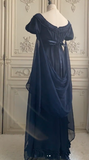 Niulatu Beateau Empire Dress Chiffon Long Prom Dresses, Navy Blue Formal Evening Dresses HZ1026