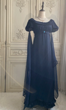 Niulatu Beateau Empire Dress Chiffon Long Prom Dresses, Navy Blue Formal Evening Dresses HZ1026