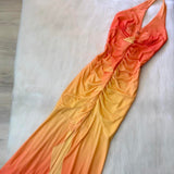 Niulatu Halter Mermaid Chiffon Prom Dresses, Gradient Orange Formal Evening Dresses HZ1026