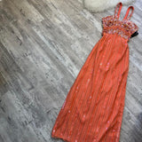 Niulatu Spaghetti Straps Sheath Beaded Chiffon Prom Dresses, Orange Formal Evening Dresses HZ1026