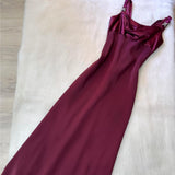 Niulatu Strap Sheath Long Prom Dresses Vintage Chiffon Grape Formal Dresses Wedding Guest Dresses HZ1026