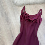 Niulatu Strap Sheath Long Prom Dresses Vintage Chiffon Grape Formal Dresses Wedding Guest Dresses HZ1026