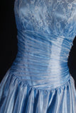 Niulatu Spaghetti Strap A-Line Long Prom Dresses Lace Satin Gray Blue Formal Dresses HZ1026