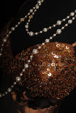Niulatu Spaghetti Strap A-Line Short Prom Dresses Satin Brown Formal Dresses Sequin Homecoming Dresses HZ1026