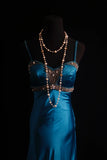 Niulatu Spaghetti Strap Sheath Long Prom Dresses Satin Blue Evening Dresses HZ1026