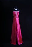 Niulatu Strapless Sheath Long Prom Dresses Taffeta Hot Pink New Year's Eve Dresses HZ1026