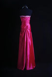 Niulatu Strapless Sheath Long Prom Dresses Taffeta Hot Pink New Year's Eve Dresses HZ1026