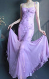 Niulatu Spaghetti Strap Mermaid Long Prom Dresses Beaded Chiffon Lavender Long Evening Dresses HZ1026