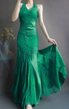 Niulatu Spaghetti Strap Mermaid Long Prom Dresses Lace Applique Green Evening Dresses with Open Back HZ1026