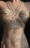 Niulatu V-neck Sheath Wedding Guest Dresses Satin Lace Birthday Dresses HZ1026
