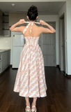 Niulatu Halter Neck A-line Formal Dresses Floral Birthday Dresses HZ1026