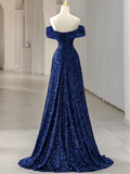 Niulatu Evening Dress Elegant Dress Formal Sleeveless Off Shoulder Sequined with Glitter Sequin HZ1007