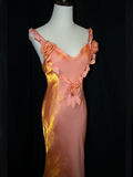 Niulatu Satin Flowers Long Mermaid Evening Dress Formal Prom Dress HZ1007