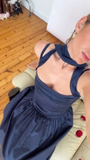 Niulatu Satin A Line Evening Dress Navy Blue Prom Dress HZ1007