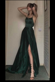 Niulatu Women's Long Satin Spaghetti Strap Formal A Line Prom Evening Dress HZ1007
