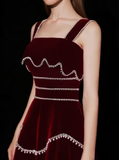 Niulatu Red Velvet A-line Evening Dress HZ1007
