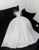 Niulatu Strapless Ball Gown White Wedding Dress Lace Applique Bridal Dress Elegant Sleeveless Bridal Gown HZ1031