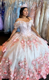 Niulatu Off-the-shoulder Ball Gown White Quinceanera Dress Tulle Applique Sweet 16 Dress HZ1031