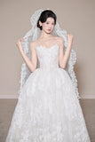 Niulatu Strapless Wedding Dresses Applique A-Line Tulle Bridal Gowns Sleeveless White Bridal Dresses HZ1026