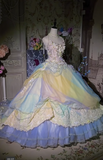 Niulatu Strapless Ball Gown Tulle Applique Long Prom Dresses, Colorful Sweet 16 Dress HZ1026