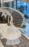 Niulatu Strapless Ball Gown Tulle Luxury Wedding Dresses Applique White Bridal Gowns HZ1026