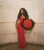 Niulatu Red Sequins V Neck Long Prom Dress Formal Evening Gown HZ1007