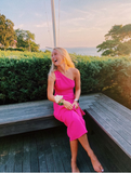 Niulatu One Shoulder Hot Pink Prom Dress Chic Evening Dress HZ1007